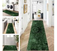 ZUZEKU Rug Runner Long Green Hallway Kitchen Non-Slip Washable Rug Mats Modern Design Kitchen Runner 80 x 130 cm Kitchen Rug Sold by the Metre Dining Room Bedroom Living Room Dirt Trapper Mat