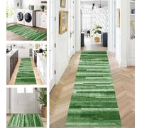ZUZEKU Rug Runner Long Green Hallway Kitchen Non-Slip Washable Rug Mats Modern Design Kitchen Runner 80 x 340 cm Kitchen Rug Sold by the Metre Dining Room Bedroom Living Room Dirt Trapper Mat