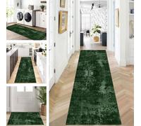 ZUZEKU Rug Runner Long Green Hallway Kitchen Non-Slip Washable Rug Mats Modern Design Kitchen Runner 80 x 130 cm Kitchen Rug Sold by the Metre Dining Room Bedroom Living Room Dirt Trapper Mat