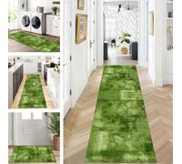 ZUZEKU Rug Runner Long Green Hallway Kitchen Non-Slip Washable Rug Mats Modern Design Kitchen Runner 80 x 130 cm Kitchen Rug Sold by the Metre Dining Room Bedroom Living Room Dirt Trapper Mat