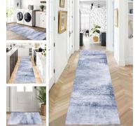 ZUZEKU Rug Runner Long Grey Blue Hallway Kitchen Non-Slip Washable Rug Mats Modern Design Kitchen Runner 70 x 100 cm Kitchen Rug Sold by the Metre Dining Room Bedroom Living Room Dirt Trapper Mat
