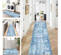 ZUZEKU Rug Runner Long Grey Blue Hallway Kitchen Non-Slip Washable Rug Mats Modern Design Kitchen Runner 70 x 130 cm Kitchen Rug Sold by the Metre Dining Room Bedroom Living Room Dirt Trapper Mat