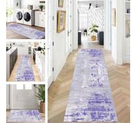 ZUZEKU Rug Runner Long Grey Purple Hallway Kitchen Non-Slip Washable Rug Mats Modern Design Kitchen Runner 120 x 200 cm Kitchen Rug Sold by the Metre Dining Room Bedroom Living Room Dirt Trapper Mat