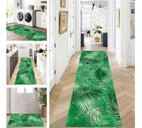 ZUZEKU Rug Runner Long Hallway Kitchen Non-Slip Washable Rug Mats Modern Design Kitchen Runner Green 40 x 80 cm Kitchen Rug Sold by the Metre Dining Room Bedroom Living Room Dirt Trapper Mat