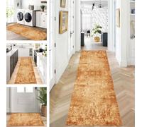 ZUZEKU Rug Runner Long Hallway Kitchen Non-Slip Washable Rug Mats Modern Design Kitchen Runner Orange Brown 80 x 160 cm Kitchen Rug Sold by the Metre Dining Room Bedroom Living Room Dirt Trapper Mat