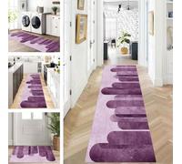 ZUZEKU Rug Runner Long Hallway Kitchen Non-Slip Washable Rug Mats Modern Design Kitchen Runner Purple 60 x 300 cm Kitchen Rug Sold by the Metre Dining Room Bedroom Living Room Dirt Trapper Mat