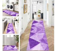 ZUZEKU Rug Runner Long Hallway Kitchen Non-Slip Washable Rug Mats Modern Design Kitchen Runner Purple 120 x 240 cm Kitchen Rug Sold by the Metre Dining Room Bedroom Living Room Dirt Trapper Mat