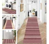 ZUZEKU Rug Runner Long Hallway Kitchen Non-Slip Washable Rug Mats Modern Design Kitchen Runner Red 80 x 120 cm Kitchen Rug Sold by the Metre Dining Room Bedroom Living Room Dirt Trapper Mat