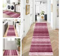 ZUZEKU Rug Runner Long Hallway Kitchen Non-Slip Washable Rug Mats Modern Design Kitchen Runner Red 90 x 100 cm Kitchen Rug Sold by the Metre Dining Room Bedroom Living Room Dirt Trapper Mat