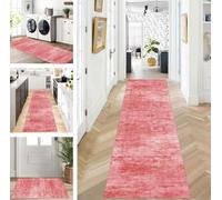 ZUZEKU Rug Runner Long Red Hallway Kitchen Non-Slip Washable Rug Mats Modern Design Kitchen Runner 110 x 400 cm Kitchen Rug Sold by the Metre Dining Room Bedroom Living Room Dirt Trapper Mat