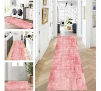 ZUZEKU Rug Runner Long Red Hallway Kitchen Non-Slip Washable Rug Mats Modern Design Kitchen Runner 100 x 350 cm Kitchen Rug Sold by the Metre Dining Room Bedroom Living Room Dirt Trapper Mat