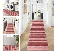 ZUZEKU Rug Runner Long Red Hallway Kitchen Non-Slip Washable Rug Mats Modern Design Kitchen Runner 90 x 100 cm Kitchen Rug Sold by the Metre Dining Room Bedroom Living Room Dirt Trapper Mat