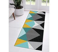 ZUZEKU Rug Runners for Hallways Grey Black Non-Slip Living Room Extra Large Corridor Rugs for Kitchen Modern Entrance Hall Runner Rug Mats, Width 40cm/ 50cm/ 60cm/ 70cm/ 80cm/ 90cm/ 100cm
