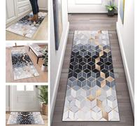 ZUZEKU Rug Runners for Hallways Non-Slip Black Grey Gold 70X150cm Corridor Rugs for Kitchen Living Room Modern Extra Large Entrance Hall Runner Rug Mats Width 40-120cm