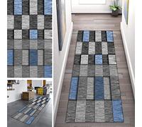 ZUZEKU Runner Carpet Grey Blue Runner Rug for Hallway Non Slip Washable Corridor Rugs for Kitchen Living Room Extra Large Do Not Fade, Width 40cm/ 50cm/ 60cm/ 70cm/ 80cm/ 90cm/ 100cm