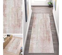 ZUZEKU Runner Carpet, Runner Rug for Hallway Grey Pink Non Slip Washable Corridor Rugs for Kitchen Living Room Extra Large Do Not Fade, Width 40cm/ 50cm/ 60cm/ 70cm/ 80cm/ 90cm/ 100cm