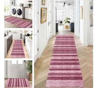 ZUZEKU Runner Hallway Kitchen Pink Red Washable Non-Slip 90 x 350 cm Kitchen Rug Hallway Rug for Corridor Living Room Bedroom Sold by the Metre Adjustable