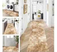 ZUZEKU Runner Hallway Kitchen Washable Non-Slip 100 x 240 cm Long Light Brown Kitchen Rug Hallway Rug for Corridor Living Room Bedroom Sold by the Metre Adjustable
