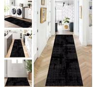 ZUZEKU Runner Hallway Kitchen Washable Non-Slip 100 x 450 cm Black Long Kitchen Rug Hallway Rug for Corridor Living Room Bedroom Sold by the Metre Adjustable