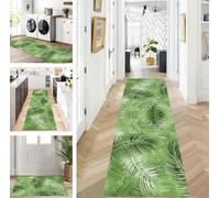 ZUZEKU Runner Hallway Kitchen Washable Non-Slip 110 x 180 cm Long Green Kitchen Rug Hallway Rug for Corridor Living Room Bedroom Sold by the Metre Adjustable