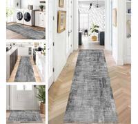 ZUZEKU Runner Hallway Kitchen Washable Non-Slip 110 x 300 cm Long Black Grey Kitchen Rug Hallway Rug for Corridor Living Room Bedroom Sold by the Metre Adjustable