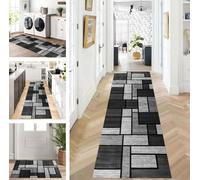 ZUZEKU Runner Hallway Kitchen Washable Non-Slip 120 x 120 cm Long Black Grey Kitchen Rug Hallway Rug for Corridor Living Room Bedroom Sold by the Metre Adjustable