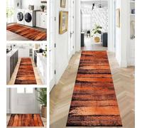ZUZEKU Runner Hallway Kitchen Washable Non-Slip 120 x 250 cm Long Black Brown Orange Kitchen Rug Hallway Rug for Corridor Living Room Bedroom Sold by the Metre Adjustable