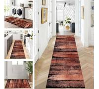 ZUZEKU Runner Hallway Kitchen Washable Non-Slip 120 x 250 cm Long Orange Red Black Brown Kitchen Rug Hallway Rug for Corridor Living Room Bedroom Sold by the Metre Adjustable