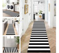 ZUZEKU Runner Hallway Kitchen Washable Non-Slip 120 x 300 cm Long Black White Kitchen Rug Hallway Rug for Corridor Living Room Bedroom Sold by the Metre Adjustable