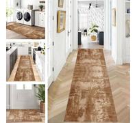 ZUZEKU Runner Hallway Kitchen Washable Non-Slip 120 x 300 cm Long Caramel Brown Kitchen Rug Hallway Rug for Corridor Living Room Bedroom Sold by the Metre Adjustable