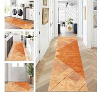 ZUZEKU Runner Hallway Kitchen Washable Non-Slip 120 x 400 cm Long Orange Kitchen Rug Hallway Rug for Corridor Living Room Bedroom Sold by the Metre Adjustable
