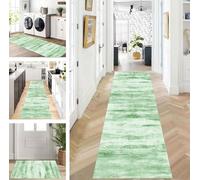 ZUZEKU Runner Hallway Kitchen Washable Non-Slip 120 x 450 cm Long Green Kitchen Rug Hallway Rug for Corridor Living Room Bedroom Sold by the Metre Adjustable