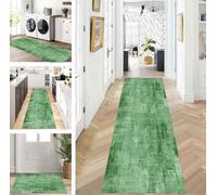 ZUZEKU Runner Hallway Kitchen Washable Non-Slip 40 x 180 cm Long Green Kitchen Rug Hallway Rug for Corridor Living Room Bedroom Sold by the Metre Adjustable