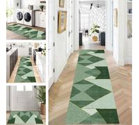 ZUZEKU Runner Hallway Kitchen Washable Non-Slip 40 x 60 cm Long Green Kitchen Rug Hallway Rug for Corridor Living Room Bedroom Sold by the Metre Adjustable