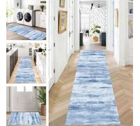 ZUZEKU Runner Hallway Kitchen Washable Non-Slip 50 x 120 cm Long Blue Kitchen Rug Hallway Rug for Corridor Living Room Bedroom Sold by the Metre Adjustable