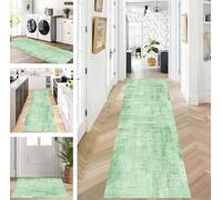 ZUZEKU Runner Hallway Kitchen Washable Non-Slip 50 x 150 cm Long Green Kitchen Rug Hallway Rug for Corridor Living Room Bedroom Sold by the Metre Adjustable