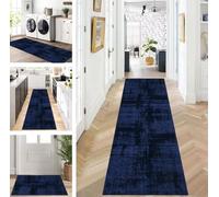 ZUZEKU Runner Hallway Kitchen Washable Non-Slip 50 x 180 cm Dark Blue Long Kitchen Rug Hallway Rug for Corridor Living Room Bedroom Sold by the Metre Adjustable