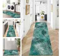 ZUZEKU Runner Hallway Kitchen Washable Non-Slip 50 x 300 cm Long Green Kitchen Rug Hallway Rug for Corridor Living Room Bedroom Sold by the Metre Adjustable
