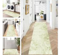 ZUZEKU Runner Hallway Kitchen Washable Non-Slip 50 x 400 cm Long Light Green Kitchen Rug Hallway Rug for Corridor Living Room Bedroom Sold by the Metre Adjustable