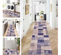 ZUZEKU Runner Hallway Kitchen Washable Non-Slip 50 x 400 cm Long Purple Light Brown Kitchen Rug Hallway Rug for Corridor Living Room Bedroom Sold by the Metre Adjustable