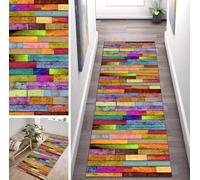 ZUZEKU Runner Hallway Kitchen Washable Non-Slip 50 x 80 cm Abstract Colourful Vintage Long Kitchen Rug Hallway Rug for Corridor Living Room Bedroom Sold by the Metre Adjustable