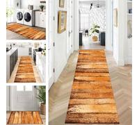 ZUZEKU Runner Hallway Kitchen Washable Non-Slip 50 x 80 cm Vintage Yellow Brown Long Kitchen Rug Hallway Rug for Corridor Living Room Bedroom Sold by the Metre Adjustable
