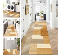 ZUZEKU Runner Hallway Kitchen Washable Non-Slip 60 x 200 cm Brown Beige Long Kitchen Rug Hallway Rug for Corridor Living Room Bedroom Sold by the Metre Adjustable