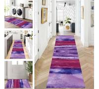ZUZEKU Runner Hallway Kitchen Washable Non-Slip 60 x 220 cm Long Pink Purple Blue Kitchen Rug Hallway Rug for Corridor Living Room Bedroom Sold by the Metre Adjustable