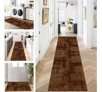 ZUZEKU Runner Hallway Kitchen Washable Non-Slip 60 x 350 cm Brown Long Kitchen Rug Hallway Rug for Corridor Living Room Bedroom Sold by the Metre Adjustable