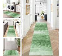 ZUZEKU Runner Hallway Kitchen Washable Non-Slip 60 x 500 cm Long Green Kitchen Rug Hallway Rug for Corridor Living Room Bedroom Sold by the Metre Adjustable