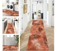 ZUZEKU Runner Hallway Kitchen Washable Non-Slip 70 x 180 cm Long Orange Red Kitchen Rug Hallway Rug for Corridor Living Room Bedroom Sold by the Metre Adjustable
