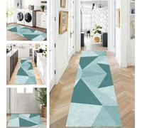 ZUZEKU Runner Hallway Kitchen Washable Non-Slip 70 x 280 cm Long Green Kitchen Rug Hallway Rug for Corridor Living Room Bedroom Sold by the Metre Adjustable