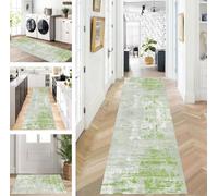 ZUZEKU Runner Hallway Kitchen Washable Non-Slip 70 x 300 cm Long Grey Green Kitchen Rug Hallway Rug for Corridor Living Room Bedroom Sold by the Metre Adjustable