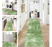 ZUZEKU Runner Hallway Kitchen Washable Non-Slip 80 x 130 cm Long Green Kitchen Rug Hallway Rug for Corridor Living Room Bedroom Sold by the Metre Adjustable